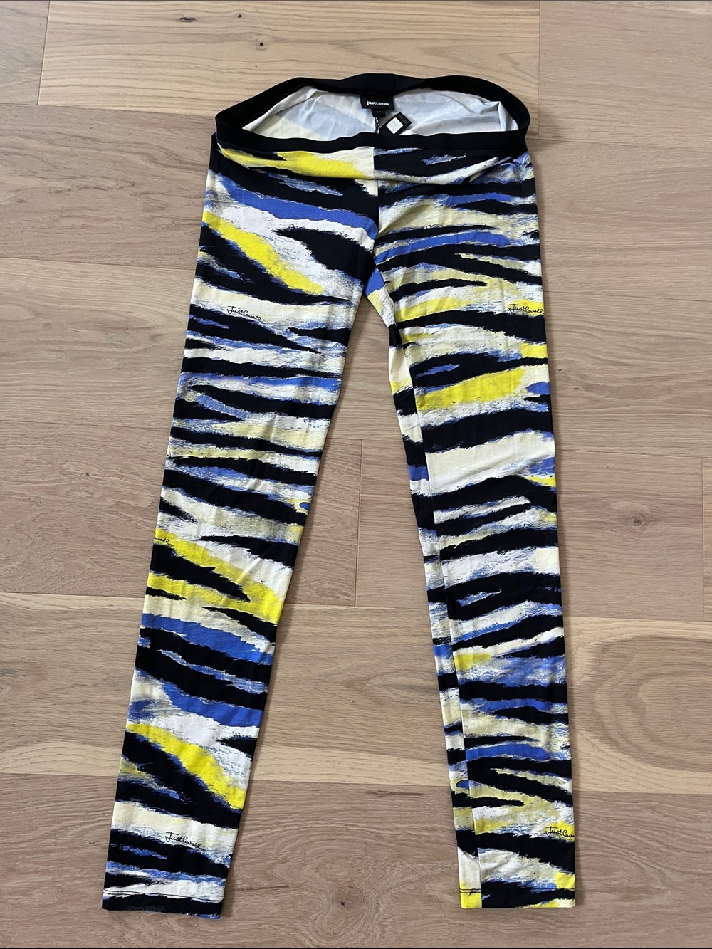 Just Cavalli Blue, Yellow & Black Printed Leggings
